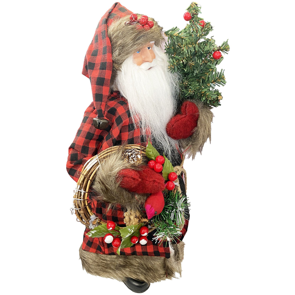 Plaid Black Bear Santa Figure - Image 2