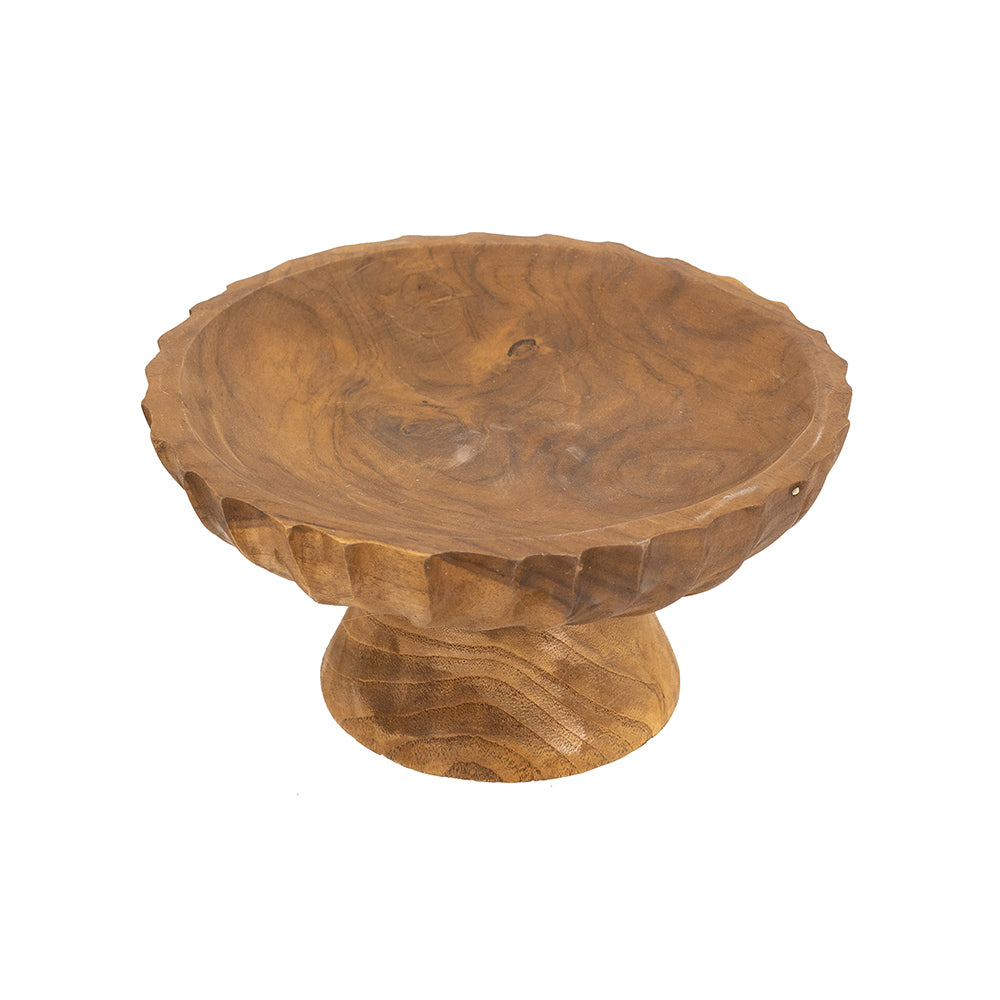 Natural Teak Wood Pedestal Bowl - Image 4