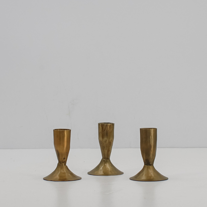 Antique Brass Iron Taper Candle Holder Set of 3 - Image 3