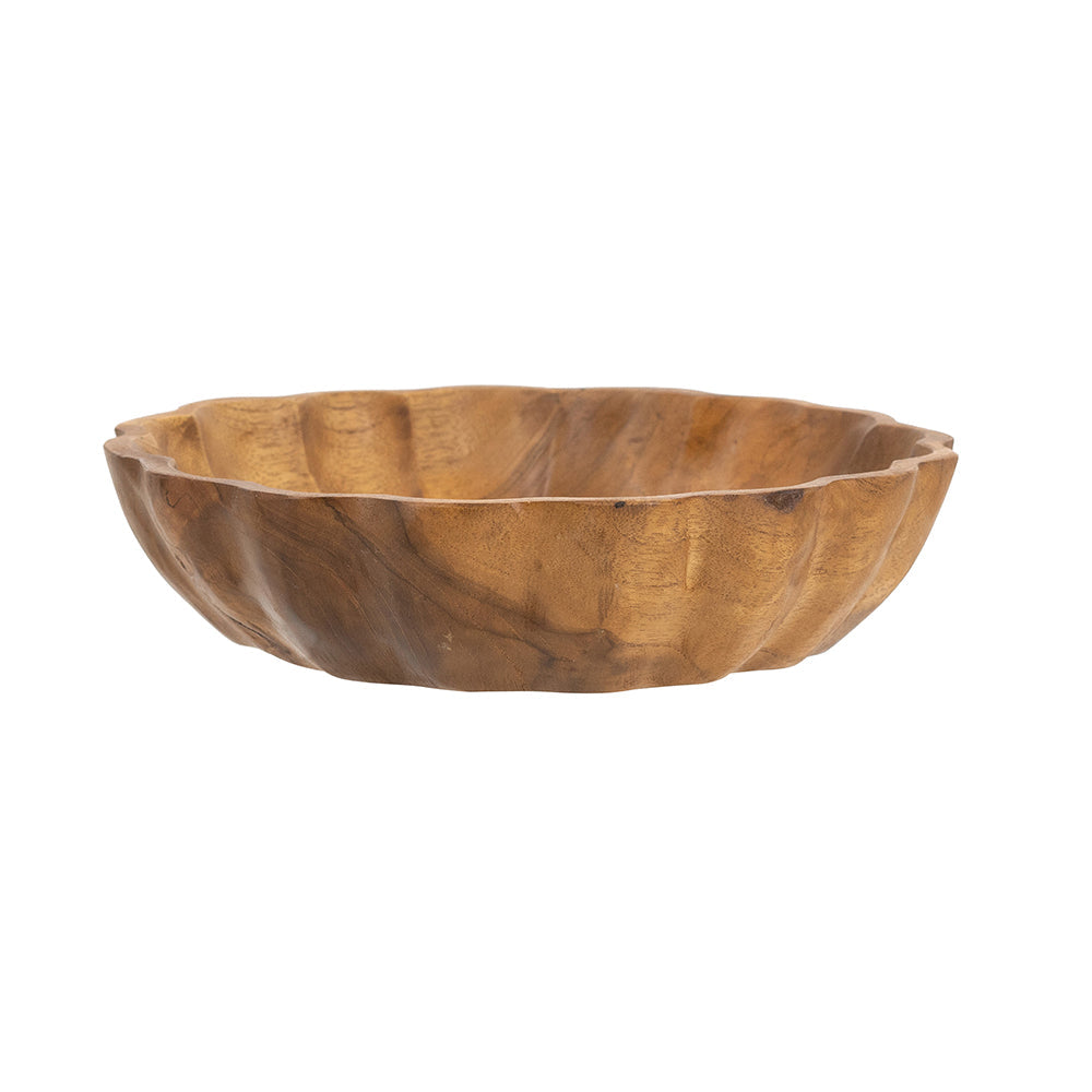 Shallow Teak Wood Decorative Bowl - Image 4