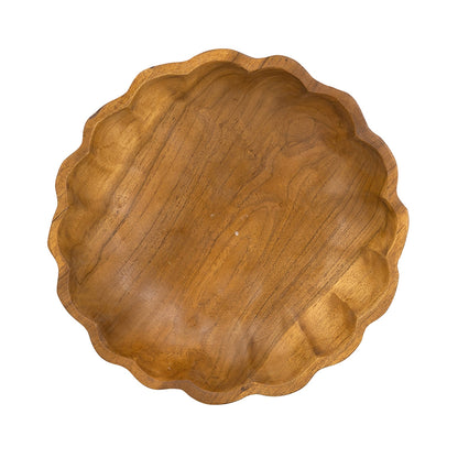 Round Shallow Teak Wood Bowl - Image 3