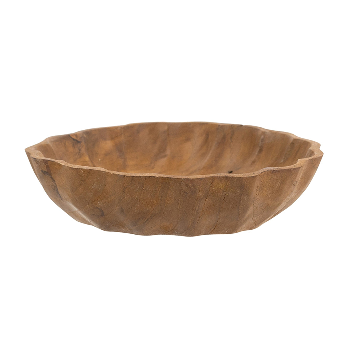Round Shallow Teak Wood Bowl - Image 1