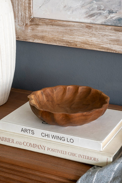 Shallow Teak Wood Decorative Bowl - Image 2