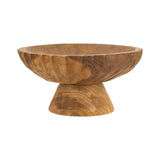 Natural Teak Wood Pedestal Bowl - Image 1