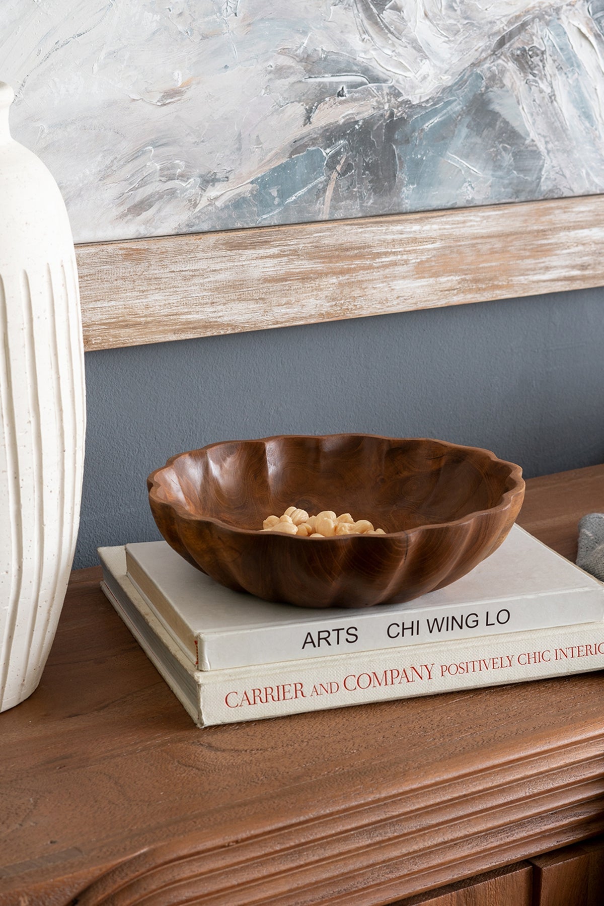 Round Shallow Teak Wood Bowl - Image 2