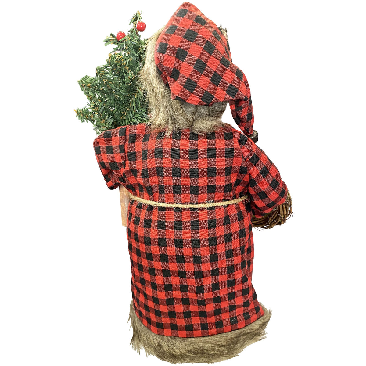 Plaid Black Bear Santa Figure - Image 3