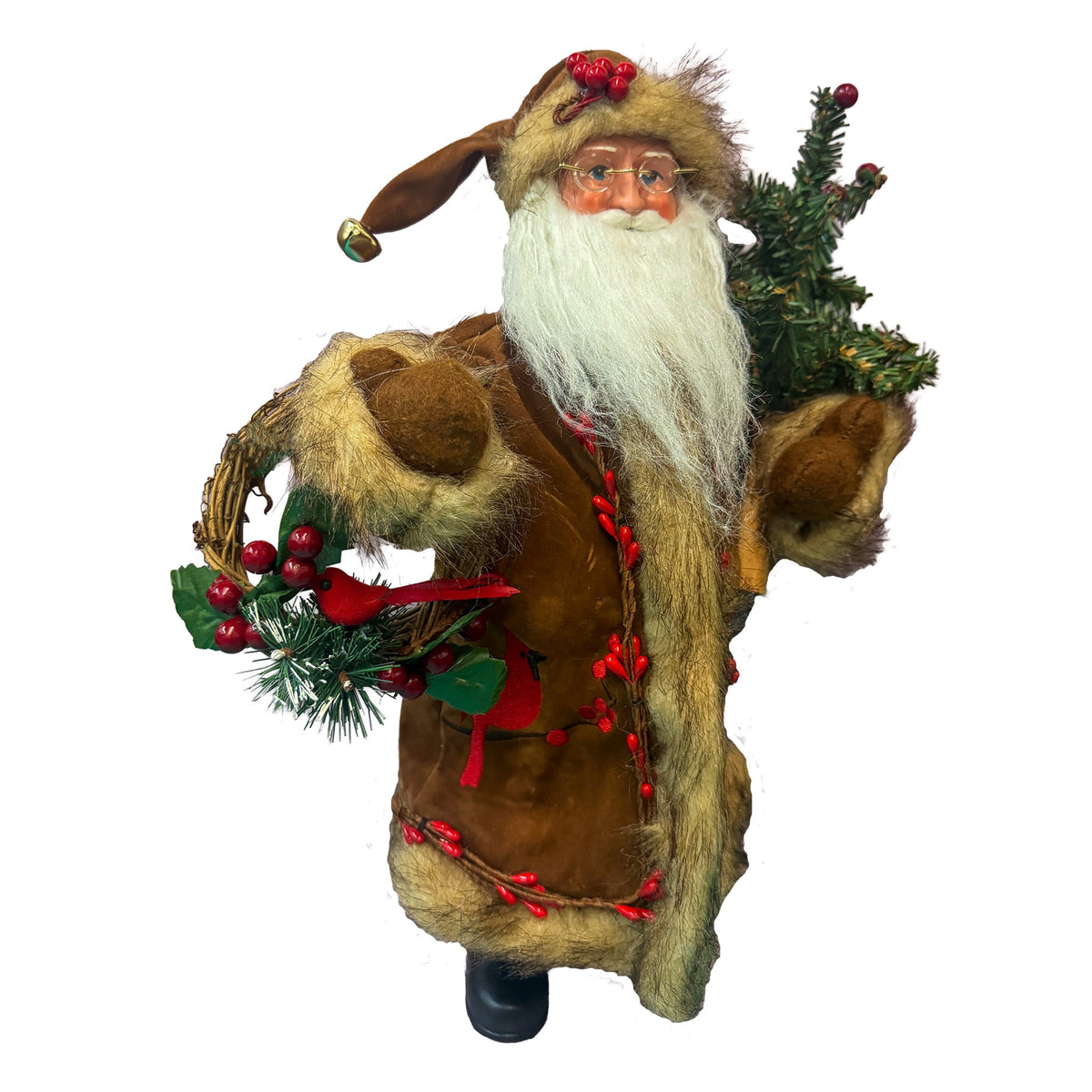 Cardinal and Berries Santa Figure - Image 2