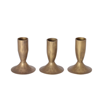Antique Brass Iron Taper Candle Holder Set of 3 - Image 7