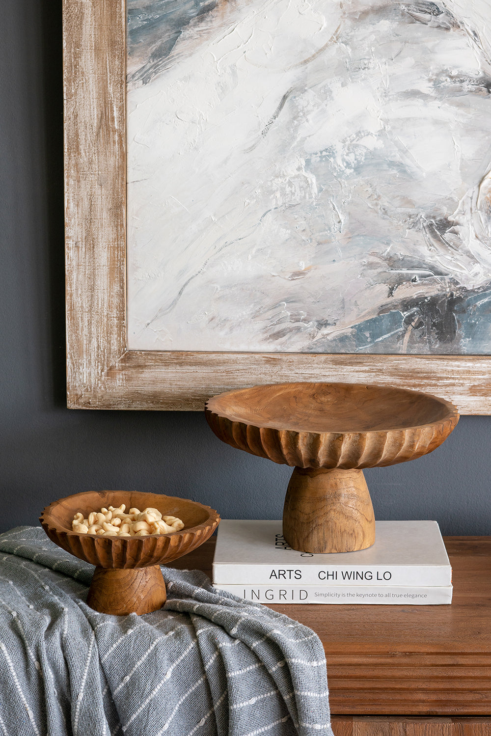 Natural Teak Wood Pedestal Bowl - Image 8
