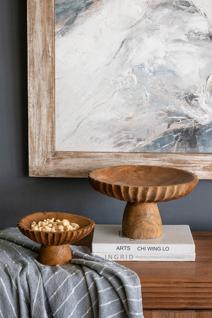 Natural Teak Wood Pedestal Bowl - Image 8