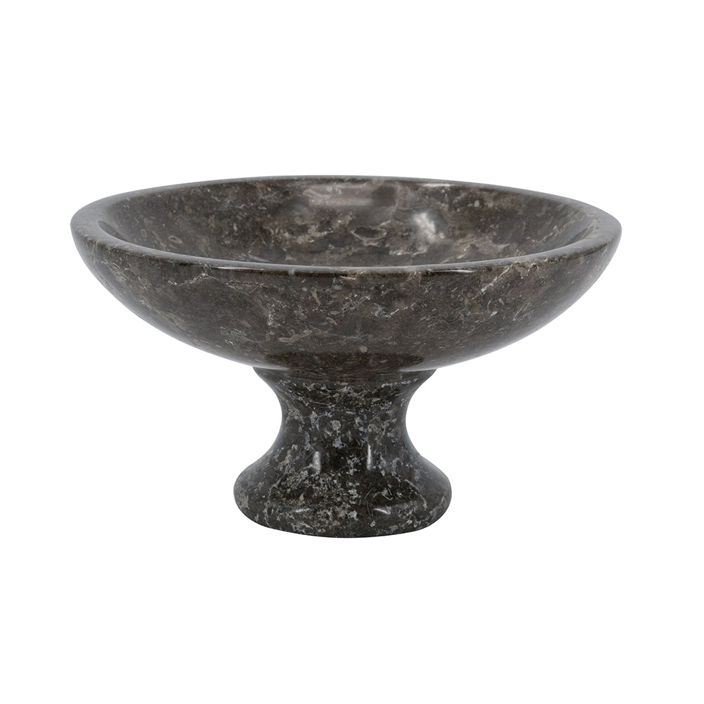 Dark Gray Marble Compote Bowl - Image 1