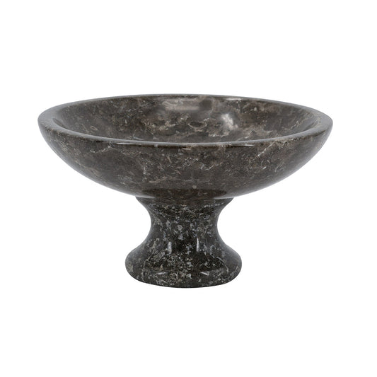 Dark Gray Marble Compote Bowl - Image 1