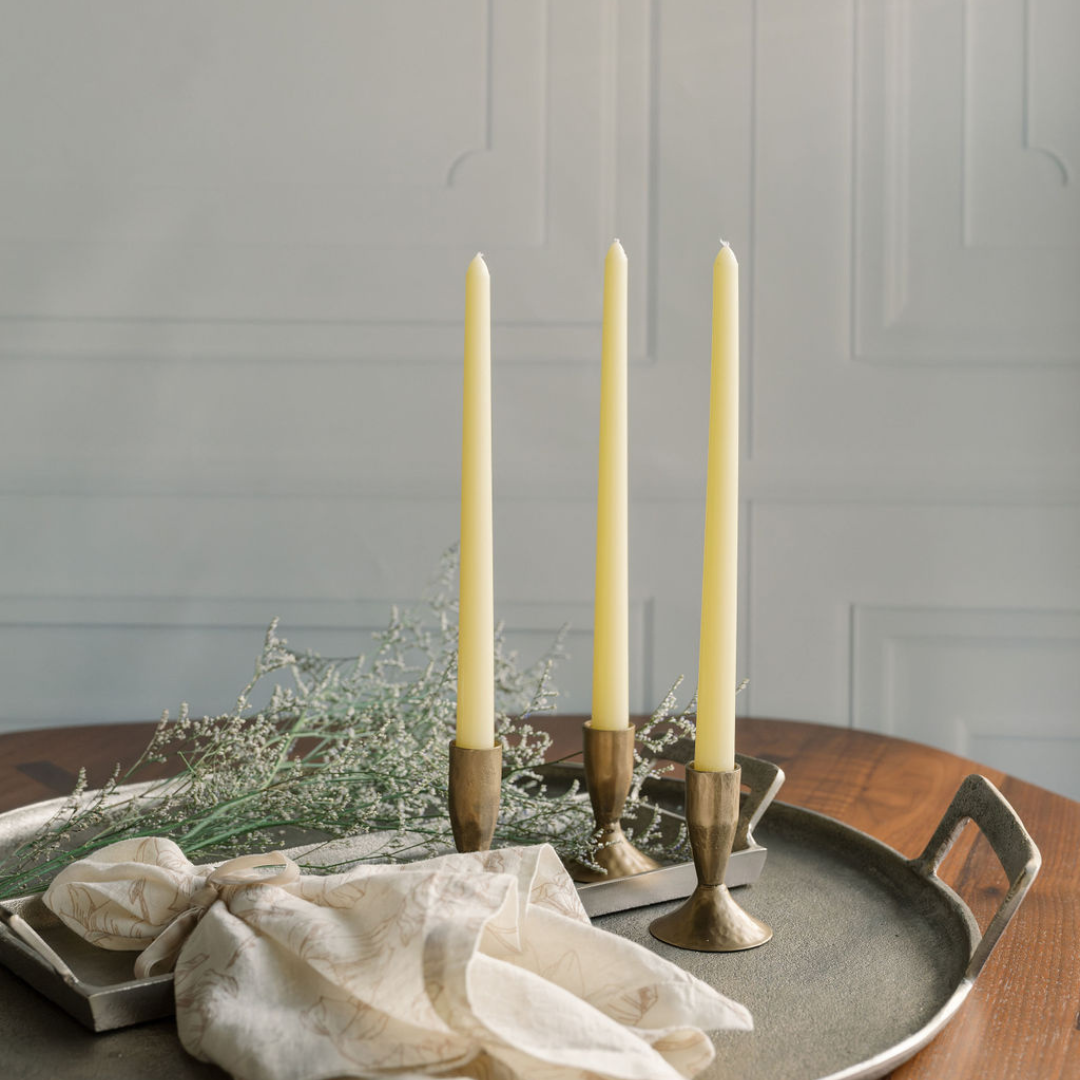 Antique Brass Iron Taper Candle Holder Set of 3 - Image 5