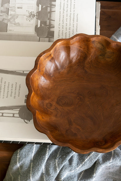 Round Shallow Teak Wood Bowl - Image 6
