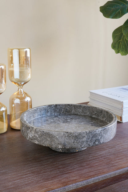 Dark Gray Marble Pedestal Bowl - Image 6