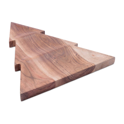 16-Inch Wood Christmas Tree Divided Tray