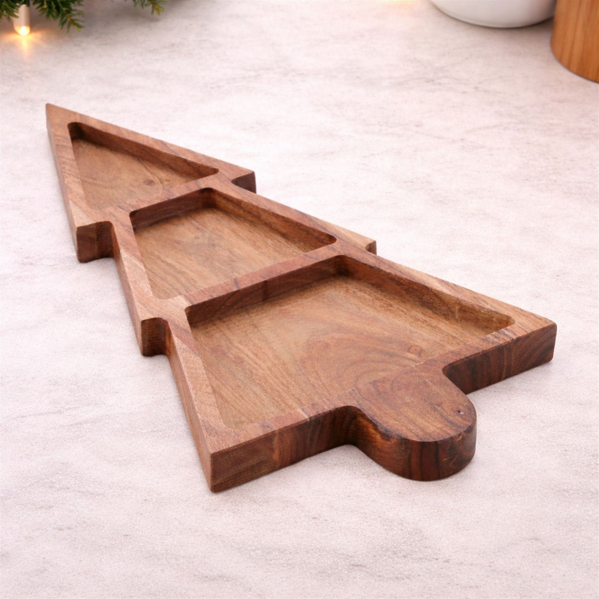 15-Inch Wood Christmas Tree Divided Tray - Image 2