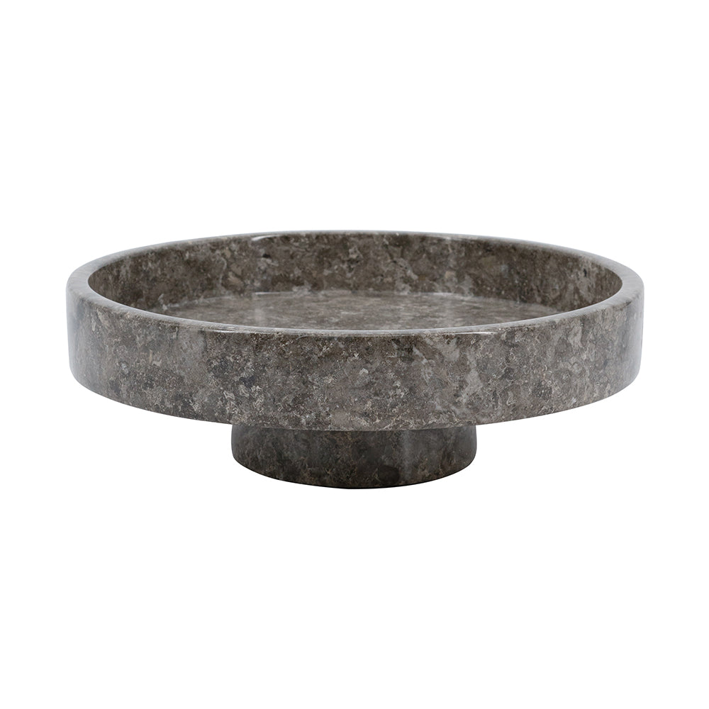 Dark Gray Marble Pedestal Bowl - Image 1