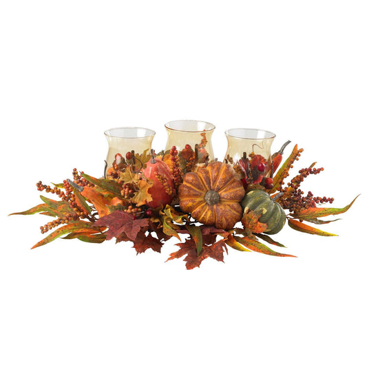 Autumn Fruit Triple Candle Holder Centerpiece - Image 1