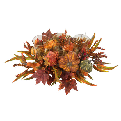 Autumn Fruit Triple Candle Holder Centerpiece - Image 2
