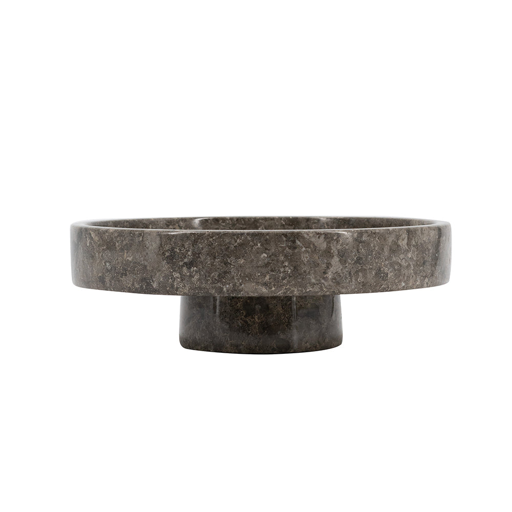 Dark Gray Marble Pedestal Bowl - Image 3