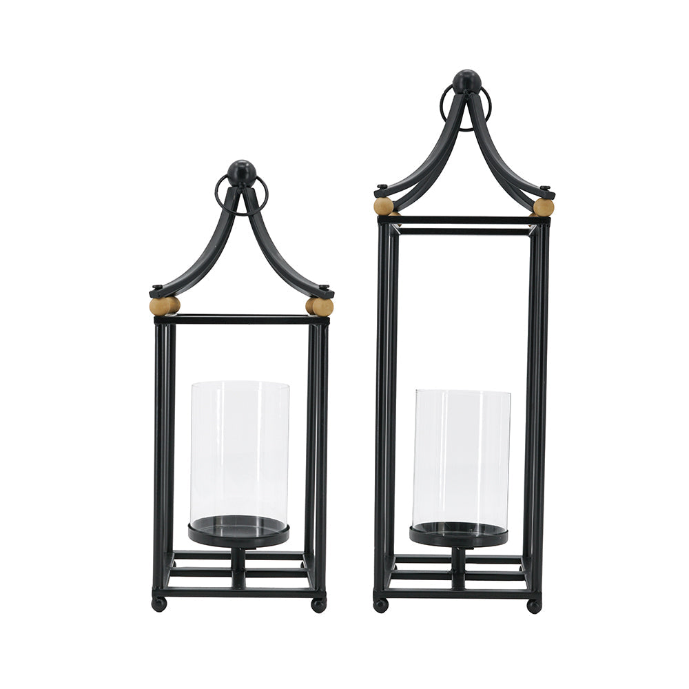 Black Arched Iron Lantern Set of 2 - Image 3