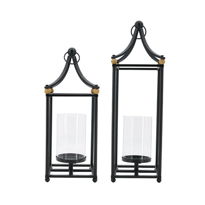 Black Arched Iron Lantern Set of 2 - Image 3