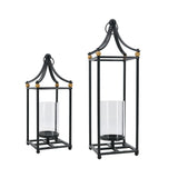 Black Arched Iron Lantern Set of 2 - Image 1