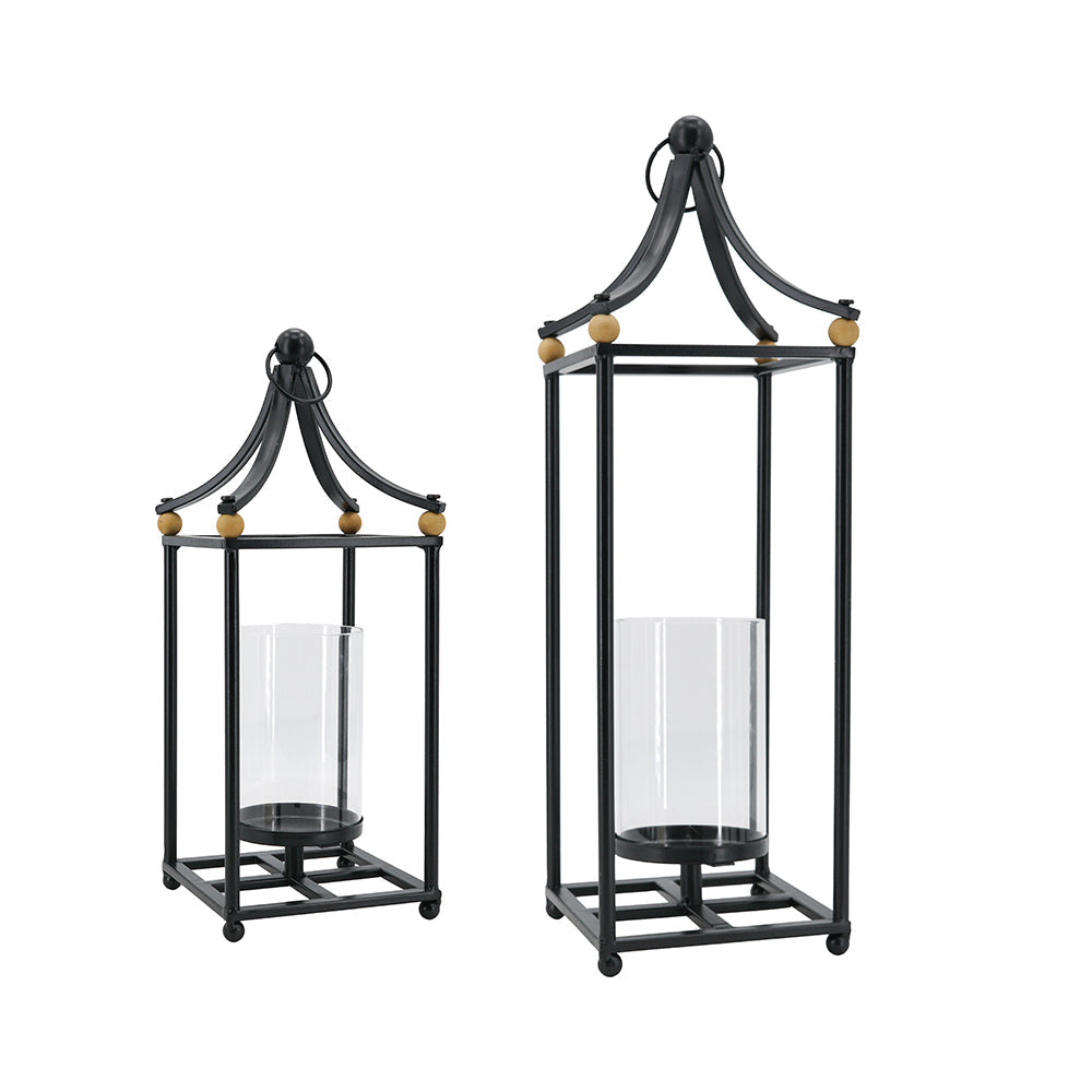 Black Arched Iron Lantern Set of 2 - Image 1