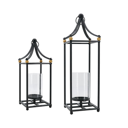 Black Arched Iron Lantern Set of 2 - Image 1