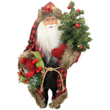 Plaid Black Bear Santa Figure
