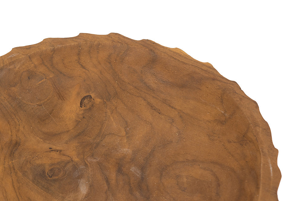 Natural Teak Wood Pedestal Bowl - Image 5