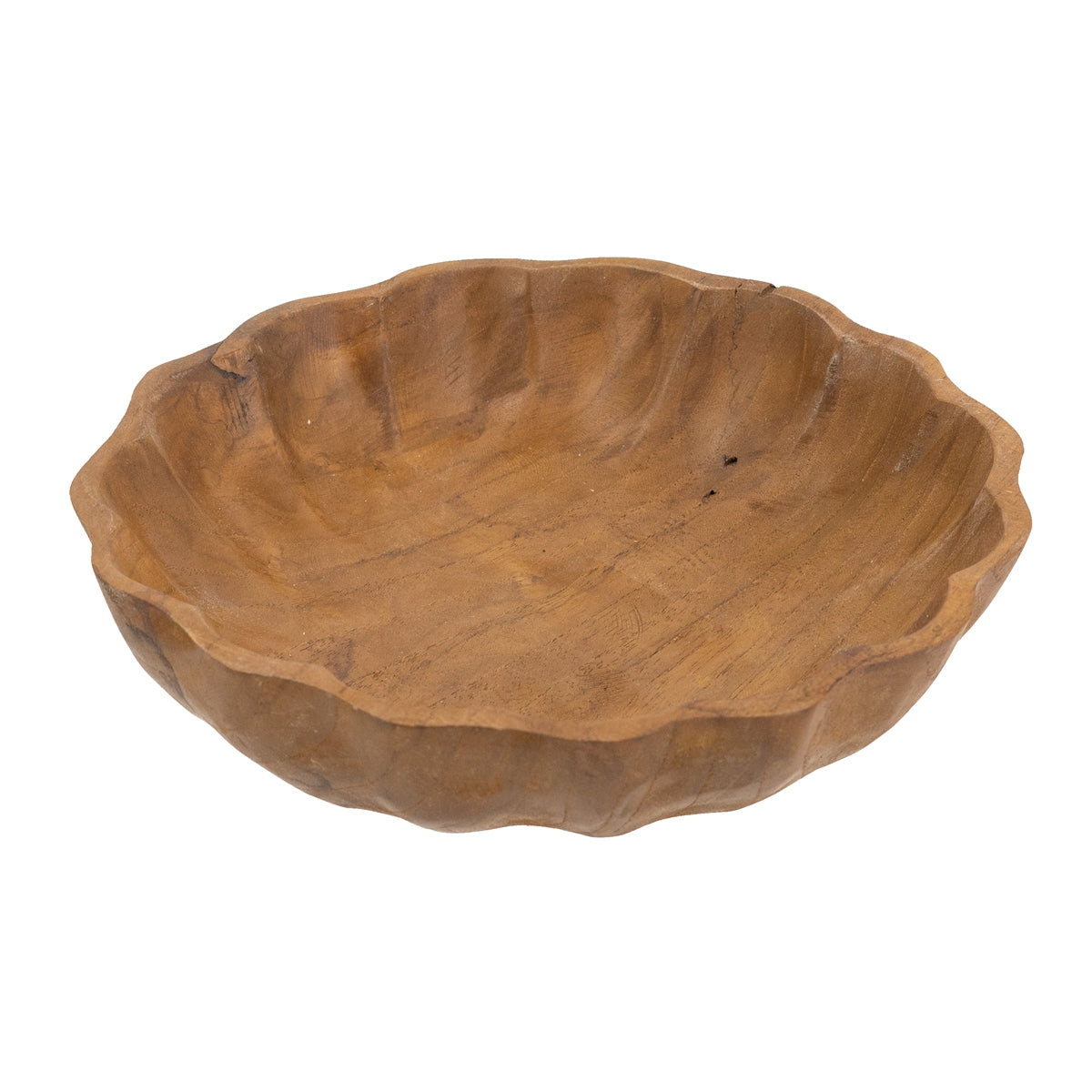 Round Shallow Teak Wood Bowl - Image 4